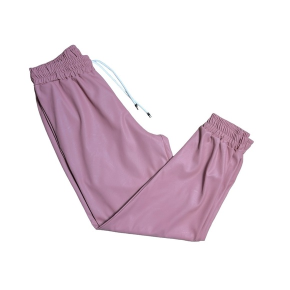 Parisian PU Faux Leather Pink Jogger Style Pants US L - Picture 7 of 7